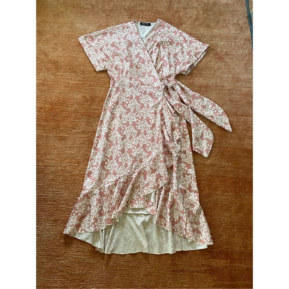 Pink Floral Wrap Dress | Women’s L